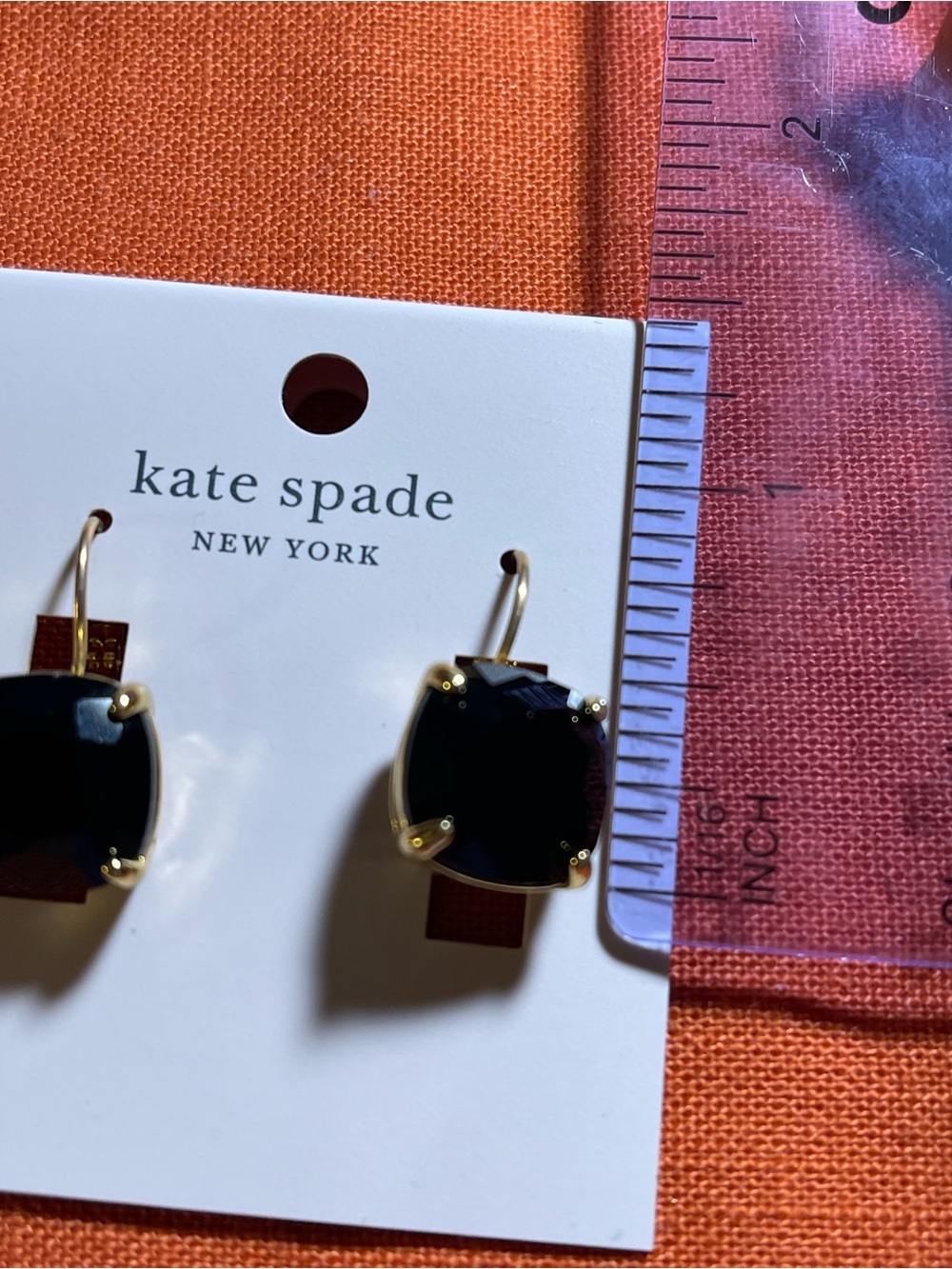 kate spade Gold Hoop Drop Earrings with Black Inset - Picture 4 of 4